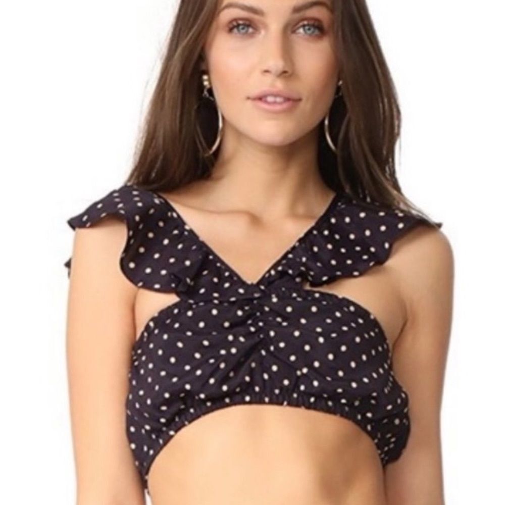 NWT For love N lemons crop top off shoulder dotted size small